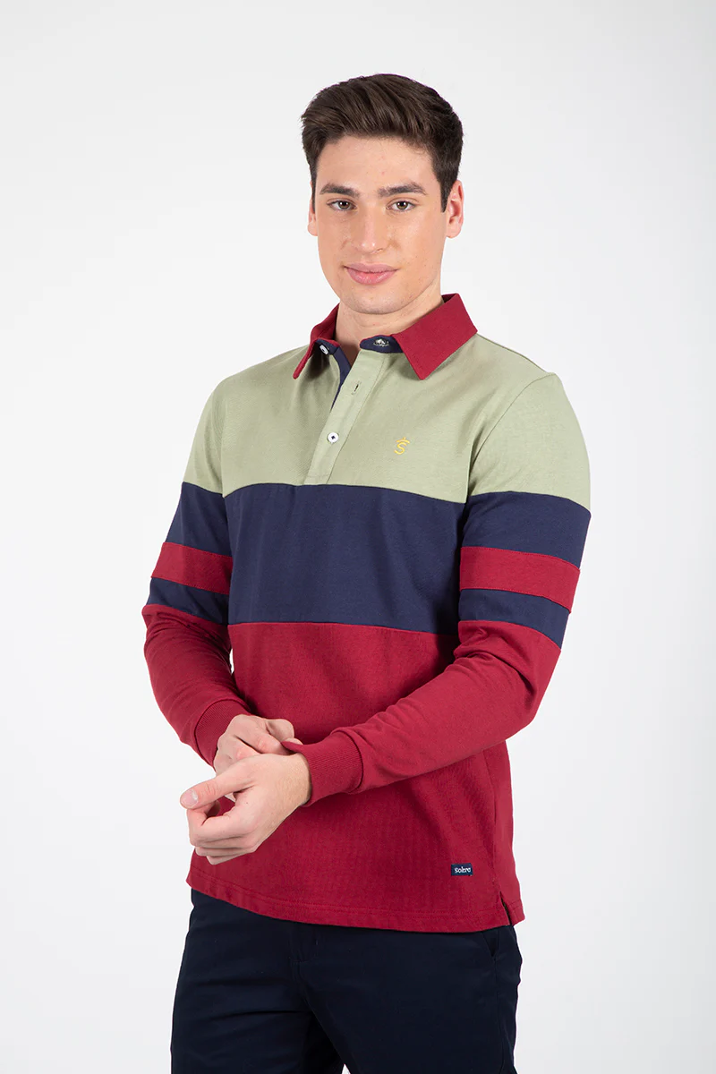 Polo Bandas Burdeos