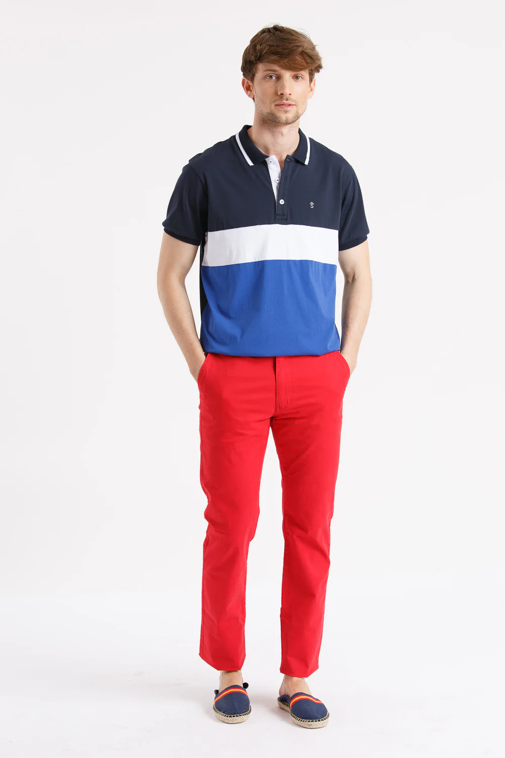 Polo golf Marino franja blanco azulon - Image 6