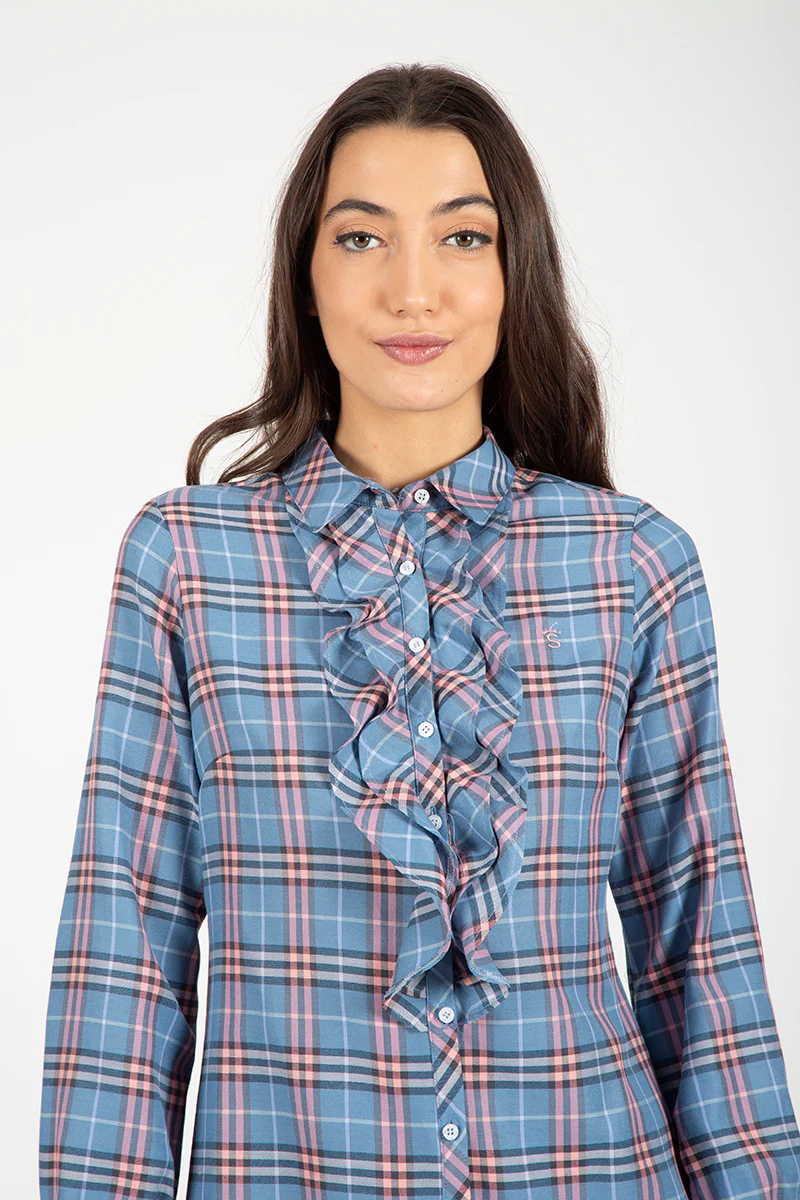 Vestido azul camisero volantes - Image 5