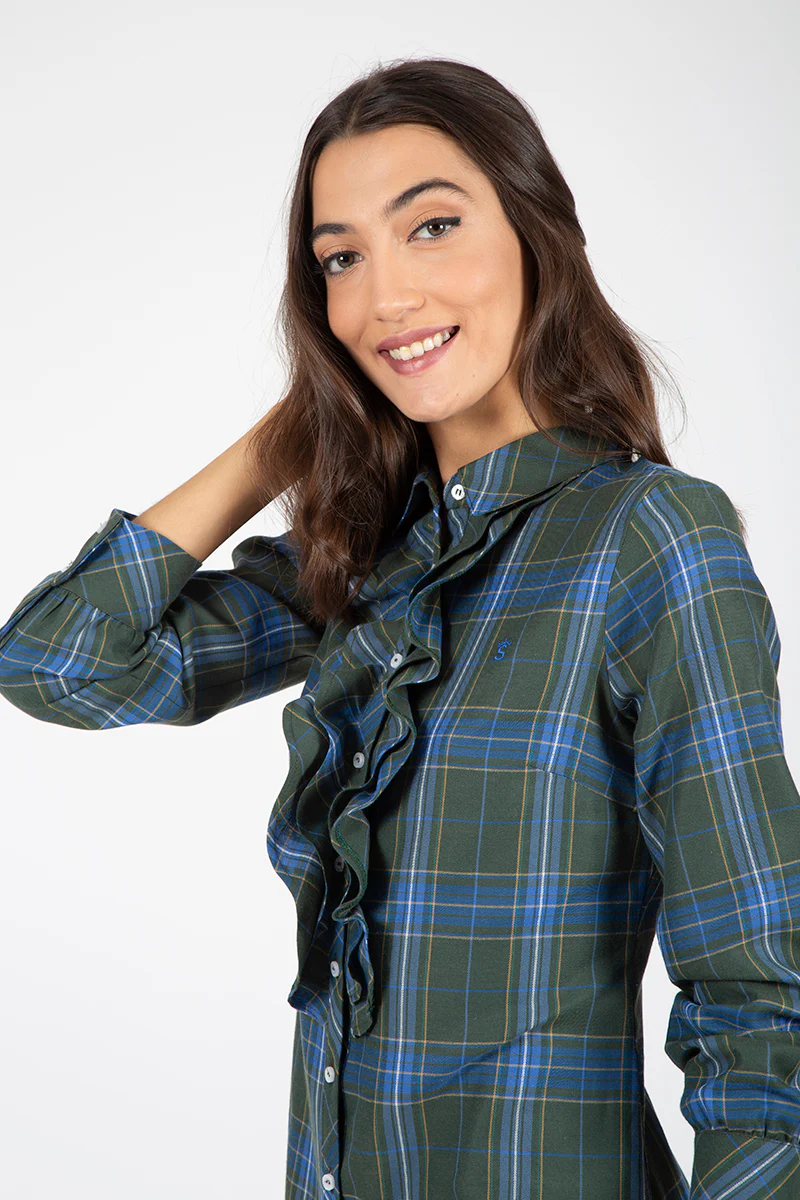 Vestido verde camisero volantes - Image 4