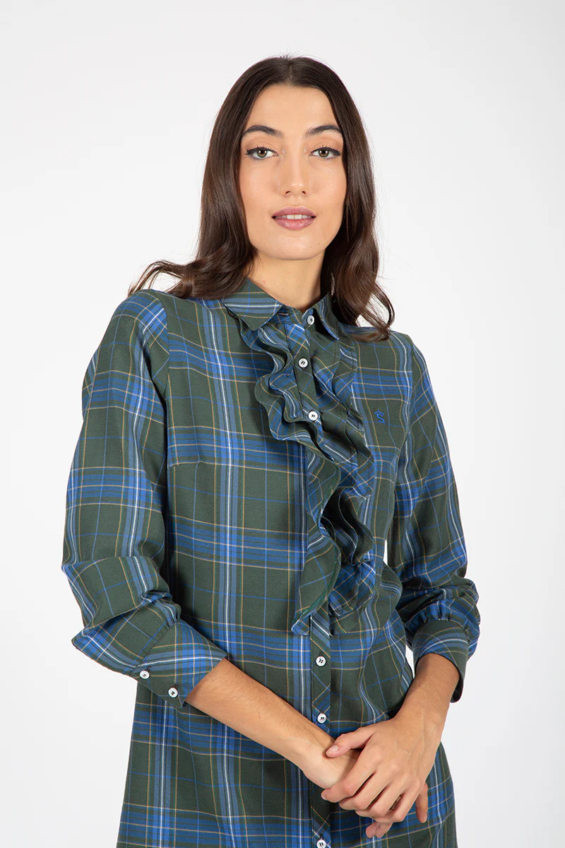 Vestido verde camisero volantes - Image 5