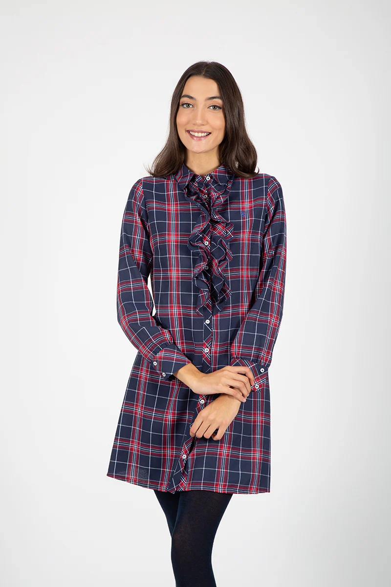 Vestido marino camisero volantes