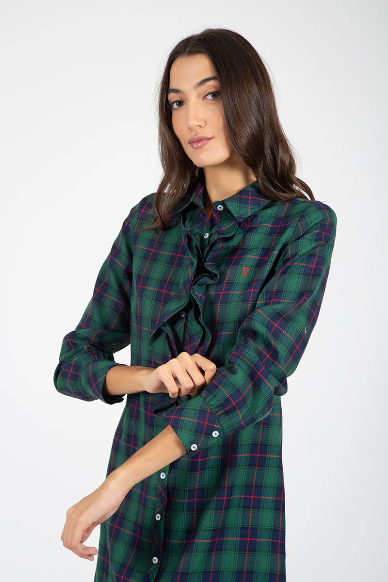 Vestido verde camisero volantes - Image 2